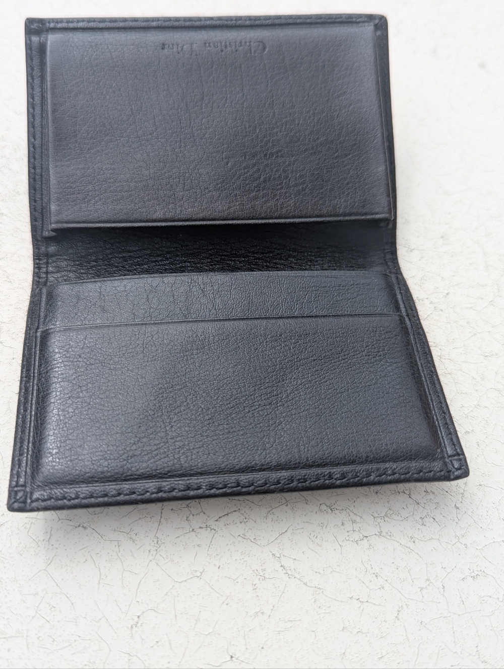 Christian Dior | Vintage Black Leather  Bi-fold Wallet Card Slots Low Profile - Picture 9 of 13